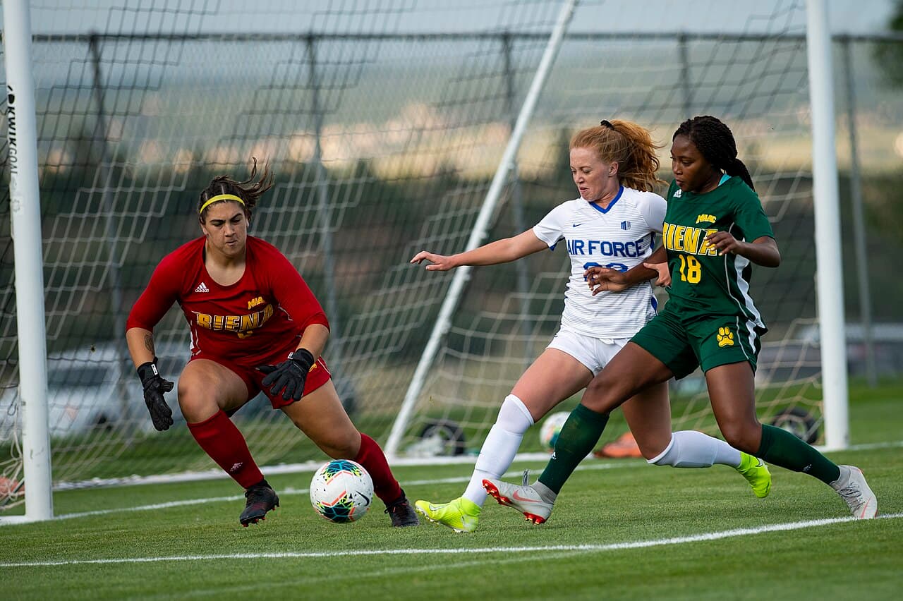 A women’s football match in progress