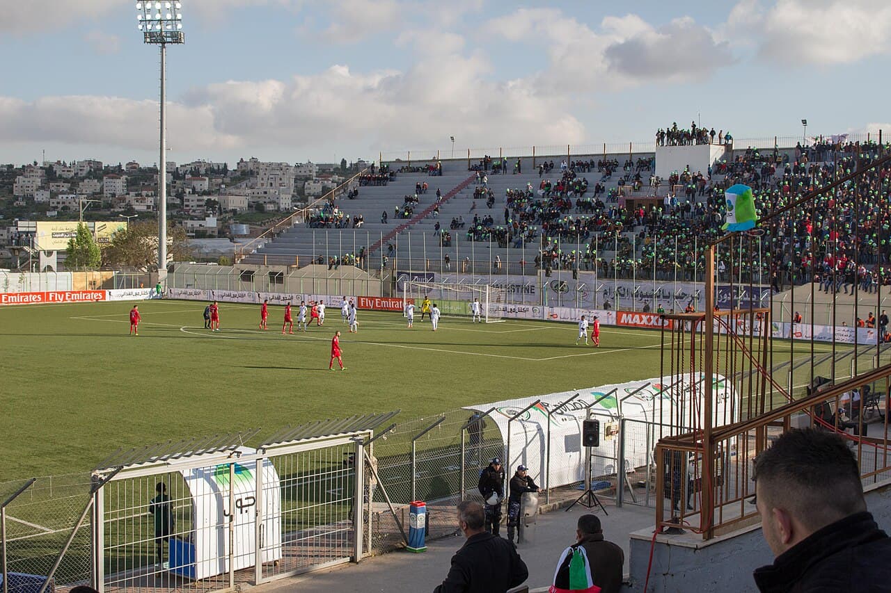 A football crowd at a stadium